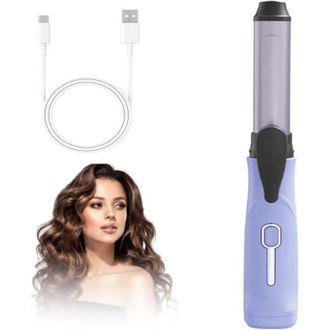 Elle Rizador Mini De Viaje Para Mujer, Rizador Mini Inal&aacute;mbrico, Ideal Para Cabello Corto, Rizador Cer&aacute;mico Recargable Por Usb, 3 Ajustes De Temperatura (m
