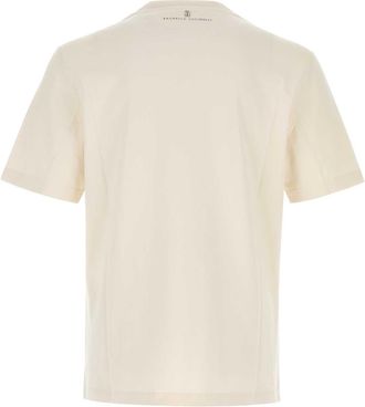 Brunello Cucinelli Cotton Logo-Embroidered T-Shirt - Beige