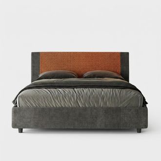 Itamoby Cama Doble 160x190 Con Contenedor De Tela Rosal Norris Labirinto - Naranja