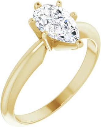 Pompeii3 1/3Ct Solitaire Pear Shape Diamond Engagement Ring in 14k White or Yellow Gold