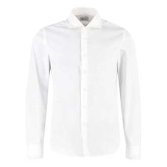THE (ALPHABET) Stretch Katoenen Shirt met Ronde Zoom - Heren - Zakelijke Overhemden - Wit - 3XL - Katoen - Overhemden