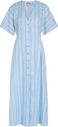 Staud Elle Striped Stretch-cotton Midi Dress - Light Blue - XL (UK16 / XL)