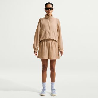 Nike Womens Nike Sportswear Loose High-Waisted Lightweight Ripstop Shorts in Brown | IF0563-248