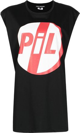 Junya Watanabe graphic-print sleeveless T-shirt - women - Cotton - S - Black