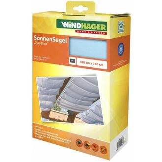 WINDHAGER Tenda Vela Parasole per tendicorda, Protezione Solare, pergola o Giardino dinverno, 420 x 140 cm, Ciano, 10883 - Windhager