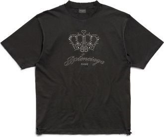 Balenciaga (WMNS) Balenciaga BB Motel T-shirt Medium Fit Black 764235TQVK91083