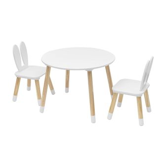 Mobili Rebecca Mobili Rebecca - Rebecca Mobili Juego De Mesa Infantil Con 2 Sillas Mesa Infantil Mdf Blanco Marr&oacute;n Para Habitaci&oacute;n I