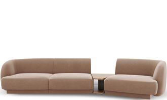 BLOOMINGLOFT 3-Sitzer Design Sofa Miley mit Beistelltisch - Samtbezug Dunkelgrau