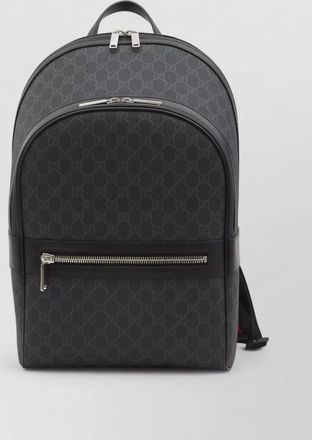 Gucci gg supreme backpack leather trim web stripe