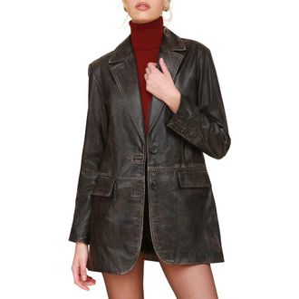 Avec Les Filles Oversize Leather Blazer in Washed Black at Nordstrom Rack, Size Xx-Large