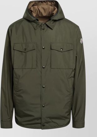 Moncler hooded long sleeve coat front flap pockets