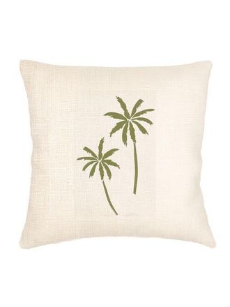 Anaya with Love Palm Breeze Embroidered Linen Pillow with Down Alternative Insert in White at Nordstrom, Size 2Ft 0In X 2Ft 0In