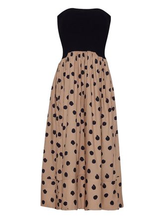Cara Cara Cynthia strapless spot-print dress - women - Viscose/Cotton - M - Neutrals