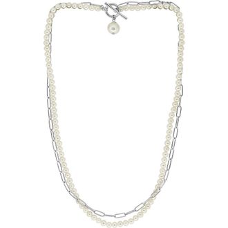 Effy Sterling Silver Cultured Freshwater Pearl Double Strand Necklace in White at Nordstrom Rack, Size 18