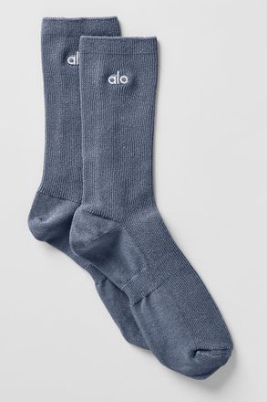 Alo | Half-Crew Understated Socks in Bluestone, Size: Medium