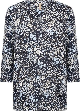 Soyaconcept Shirtbluse SOYACONCEPT SC-FELICITY AOP 546, Damen, Gr. XXL, navy combi, Web, Obermaterial: 50% Baumwolle, 50% Viskose, gemustert, regular fit normal, 