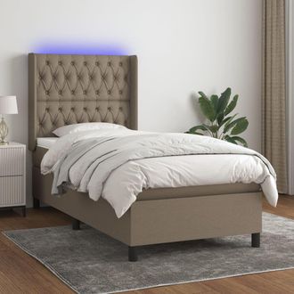 vidaXL Vidaxl - Cama Box Spring Colch&oacute;n Y Luces Led Tela Gris Taupe 100x200 Cm