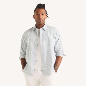 Nautica Mens Classic Fit Wrinkle-Resistant Checkered Shirt