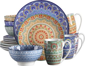 OEM Juego De Vajilla De Cer&aacute;mica Con Estampado De Mandala Bohemio, Disponible En Colores Surtidos Y Azul