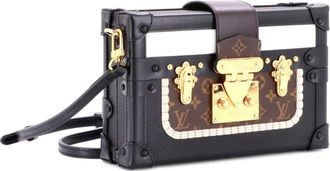 Louis Vuitton Petite Malle Handbag Leather and Monogram Canvas with Trompe Loeil Braid clutch bag - Zwart