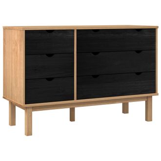 vidaXL Cajonera Otta Negro 111 X 43 X 73,5 Cm Madera De Pino Maciza Vidaxl