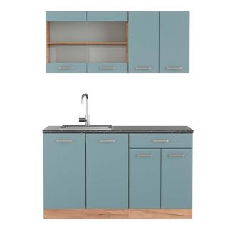 Vicco Cocina Vers&aacute;til R-line, Roble Azul-gris-dorado, 140 Cm, Et Antracita
