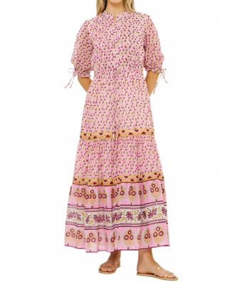 Oliphant Cinched Pintuck Maxi Dress In Riad Rhubarb