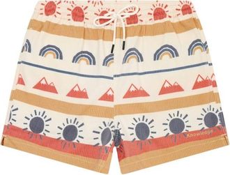 Knowledge Cotton Apparel Mid-Thigh Icon AOP Seersucker Swimshorts Badehose f&uuml;r Herren | wei&szlig;