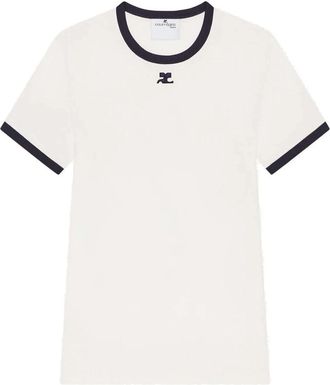 Courr&egrave;ges Signature Contrast T-shirt - Heren - T-shirts - Wit - S - Katoen - Tops