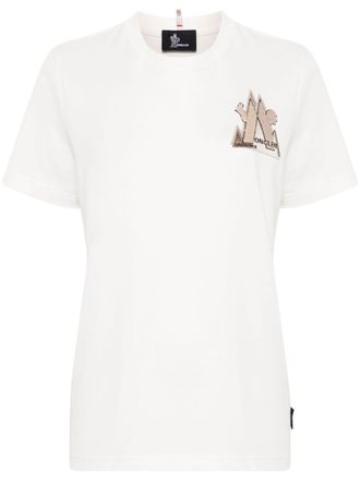 Moncler T-shirt con logo Mountain - Bianco