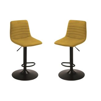 MondoViro Conjunto de 2 taburetes de tela amarilla, 45x45 cm, 90 cm de alto