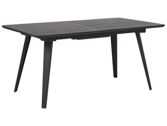 Beliani Beliani - Tavolo Allungabile In Acciaio Nero Piano Mdf Effetto Legno 160 X 90 Cm Irvington