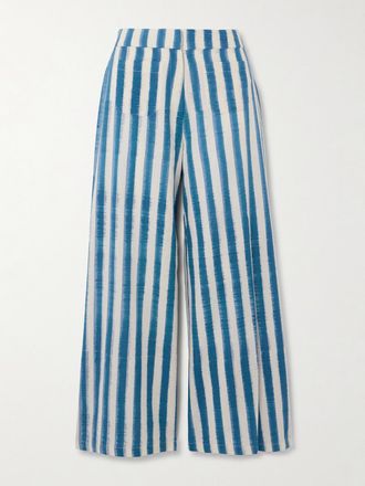Emporio Sirenuse Pantaloni A Gamba Larga In Cotone A Righe Adele Ikat - Blu