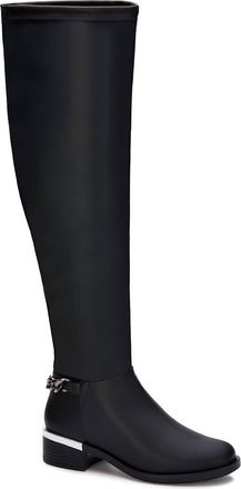 Andrea Womens Tall Riding Boots With Chain Accent In Black