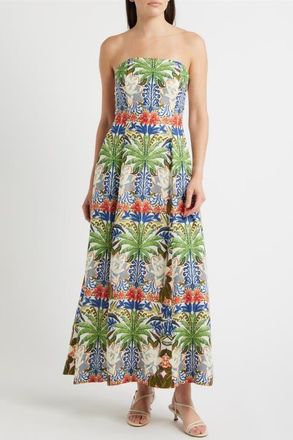 Parker Print Strapless Maxi Dress in Lemon Icing at Nordstrom, Size 12