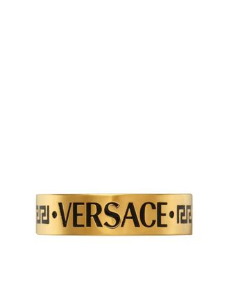 Versace logo-engraved ring - men - Metal - 23 - Gold