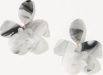 Simons Womens Large double-flower earrings