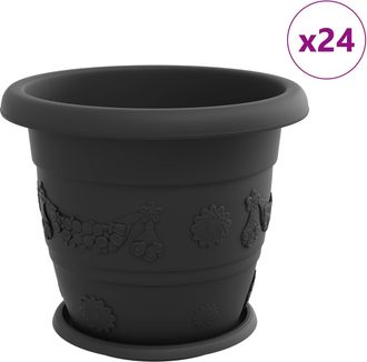 vidaXL Macetas 24 Uds. Negro &Oslash; 34 X 28 Cm Pl&aacute;stico Vidaxl
