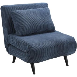 Home Heavenly Home Heavenly - Sof&aacute; Cama Triana, Dise&ntilde;o Compacto Con Apertura Clic-clac, Tapizado En Tela Pana, Incluye Coj&iacute;n Y Patas Met&aacute;lica Color: Azul