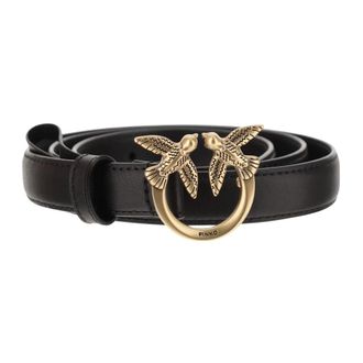 Pinko Belts, female, Black, Size: XS Love Berry Leather Belt