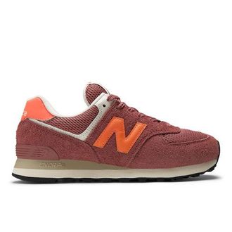 New Balance Unisex 574 in Rosso/Arancione, Pelle Scamosciata/Rete, Taglia 37.5