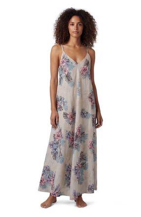 Lords of Harlech Exotic Floral Womens Linen Oversized Dress in Exotic Floral Natural at Nordstrom