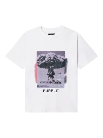 Purple T-shirt con stampa puzzle - Bianco
