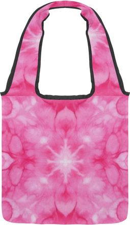 Generic Pink Tie Dye Reversible Canvas Shoulder Tote - Double-Sided Print, 12oz Cotton, 27cm Drop, Fold-Flat Bag for Travel, Shopping, Street Outings