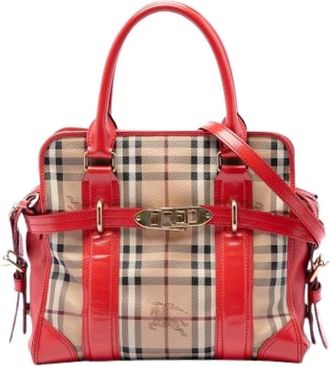 Burberry Pre-owned Minford Portrait Satchel - Dames - Vintage Handtas - Rood - ONE Size - Leer - Vintage