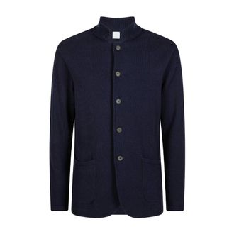 Eleventy Knitted Jacket with Standing Collar - male - Eleventy - Cardigans - Blue - XL - Knitwear