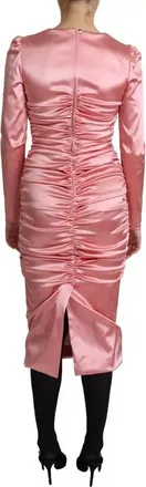 Dolce & Gabbana Pink Long Sleeves Bodycon Sheath Midi Womens Dress (Pre-Owned)