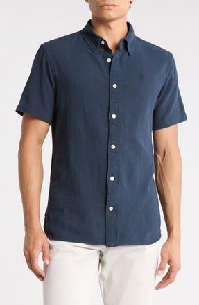 AllSaints Barre Short Sleeve Shirt in Blueberry Blue at Nordstrom Rack, Size Xx-Large
