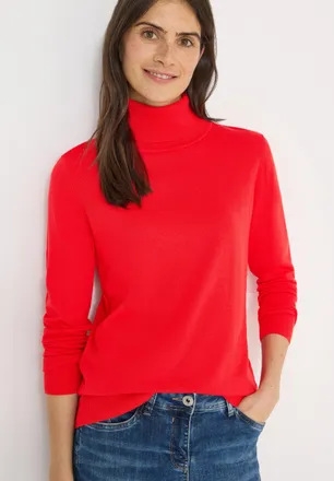 Cecil Rollkragenpullover CECIL, Damen, Gr. XXL (46), pumkin orange, Strick, Obermaterial: 60% Baumwolle, 40% Viskose, unifarben, tailliert h&uuml;ftbedeckend, Ru