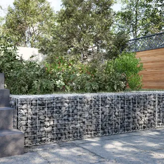 Berkfield Home Gabion Basket with Cover 200x50x50 cm Galvanised Iron in Silver | Size: 200 x 50 x 50 cm